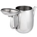A silver Vollrath stainless steel coffee/tea pot with a lid.