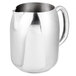 A Vollrath stainless steel water pitcher with a handle.