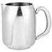 A Vollrath stainless steel water pitcher with a handle.