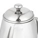 A Vollrath stainless steel coffee pot with a lid.