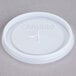 A translucent Cambro disposable lid with a cross on top.