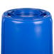 A blue Rubbermaid BRUTE recycling container with a white lid.