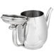 A Vollrath stainless steel teapot with a lid and handle.