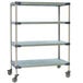 A MetroMax 4 metal shelving unit with wheels.