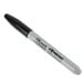 A close-up of a black Sharpie with a white tip.