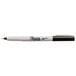A close up of a black Sharpie pen with white text on it.