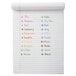 A notebook with a list of names written in Paper Mate pen in assorted colors.
