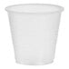 A translucent plastic cup on a white background.