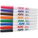 A set of Expo ultra fine point dry erase markers in a white tube with blue and green text and a variety of colorful markers.