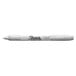 The cap of a silver Sharpie marker with a silver tip.