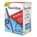 A box of 60 Paper Mate Blue Write Bros Ballpoint Stick Pens with Blue Barrels.