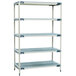 A white MetroMax i polymer shelving unit with blue shelves.