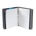 A black Samsill business card binder with gray pages.