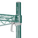 A Metroseal 3 wire shelving unit with a green metal structure.