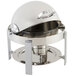 A Bon Chef stainless steel round chafing dish with a lid.