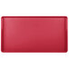 A red rectangular Cambro dietary tray with a white border.