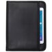 A black leather zippered pad holder with a tablet inside.