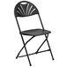 A Flash Furniture black plastic fan back folding chair.