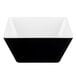 A black and white medium square melamine bowl.