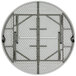 A Flash Furniture round white plastic folding table with metal supports.