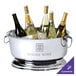 A Franmara stainless steel double-wall oval party tub filled with wine bottles.