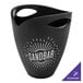 A black Franmara tulip bottle bucket with white text on the counter.