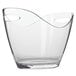 A clear acrylic oval wine bucket with handles.