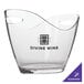 A clear acrylic oval wine bucket with handles.