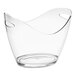 A clear acrylic oval wine bucket with handles.
