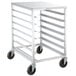 A Channel pizza dough box rack with 7 slots on wheels.