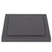 A black wooden square display platter with a square hole in it.