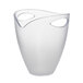 A clear plastic tulip-shaped bottle bucket with two handles.