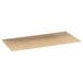 A rectangular piece of particle board shelf on a table.