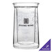 A clear Franmara double-wall acrylic bottle cooler with a logo on it.