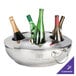 A silver Franmara wine cooler with several bottles in it.