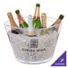 A Franmara customizable party bucket filled with six wine bottles in ice.