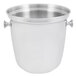 A silver stainless steel Vollrath wine bucket with handles.