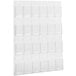A Safco clear plastic wall mount display rack with 24 compartments.