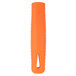 An orange silicone handle holder with a small hole in it.