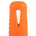 An orange silicone handle holder with a hole in the end.