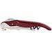 A Pullparrot waiter's corkscrew with a red and silver handle.