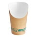 An EcoChoice brown and white paper scoop cup with a lid.