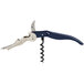 A Pullparrot waiter's corkscrew with a blue metal handle and silver blade.