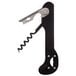 A black and silver Franmara Boomerang Waiter's Corkscrew with a bottle opener.