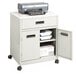 A Safco gray steel machine stand with a printer on it.