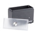 A close-up of a black Vollrath Straw Boss dispenser with a clear cover.