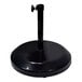 A black California Umbrella metal base stand with a black pole.