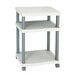 A charcoal gray Safco wave design printer stand with shelves.