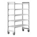 A white metal Camshelving® Premium mobile shelving unit with 5 shelves on wheels.