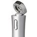 A white and silver Franmara Quick-Cork electric corkscrew with a button.